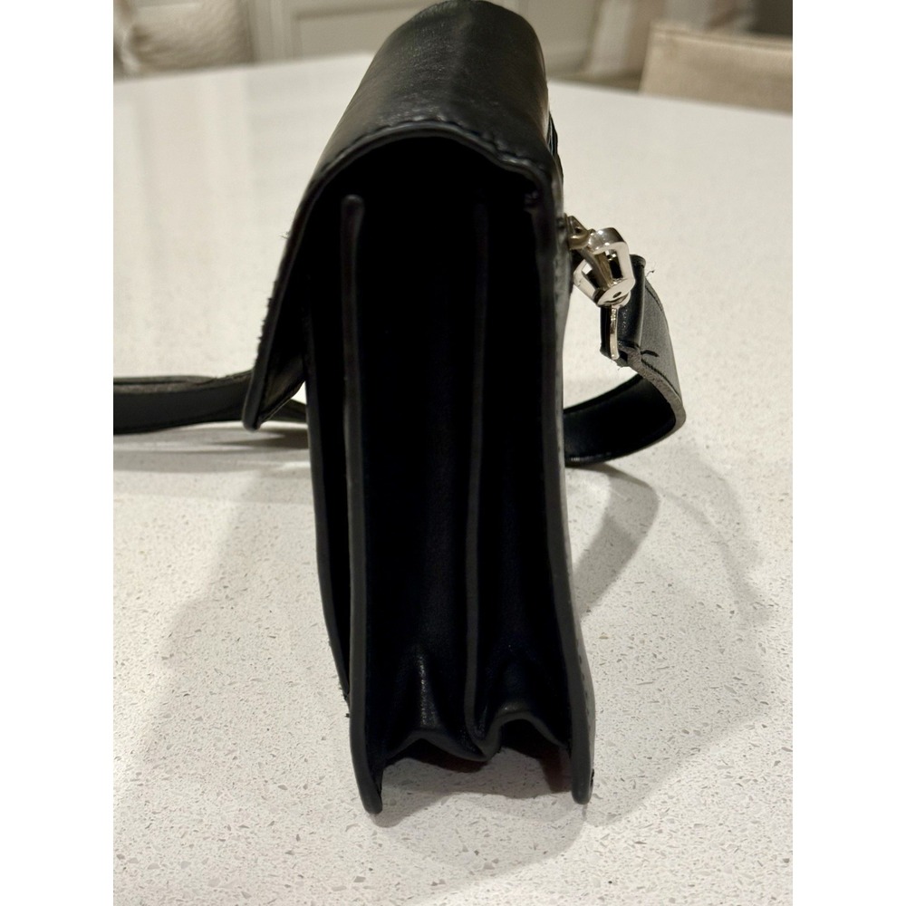 PORTAFOGLI PELLE TOSCANINO TRACOLLA LEATHER WALLET BORSA NERA BORSETTA CROSSBODY - Picture 3 of 16